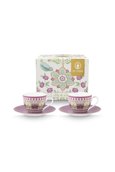 Pip Studio geschenkset: Lily & Lotus espresso kop en schotel, set van 2