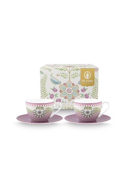 Pip Studio geschenkset: Lily & Lotus cappuccino kop en schotel