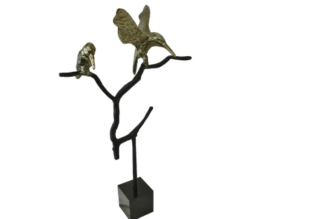 Chico vogels sculptuur op marmer base